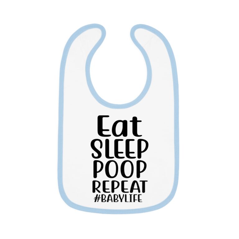 Eat, Sleep, Poop, Repeat Contrast Trim Bib - Image 4