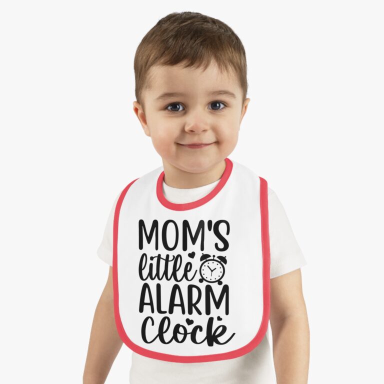 Mom's Little Alarm Clock Contrast Trim Bib - Image 11