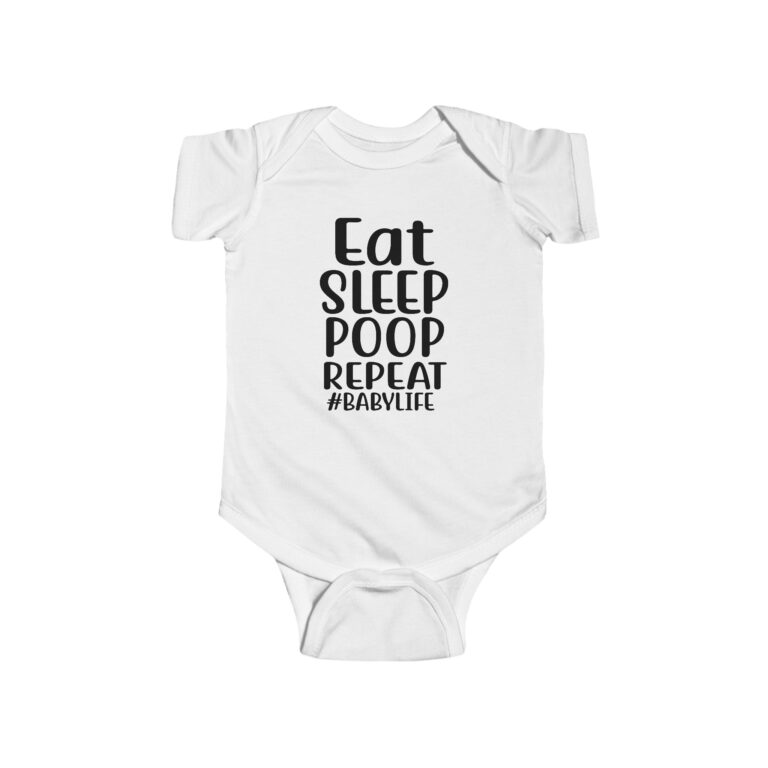 Eat Sleep Poop Repeat Infant Bodysuit White