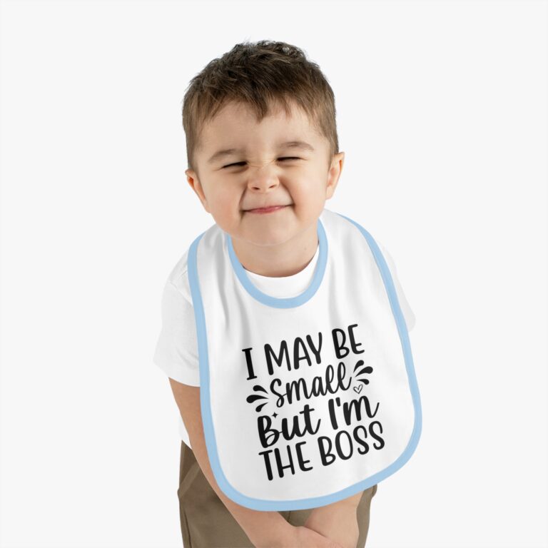 I Maybe Small But I'm The Boss Contrast Trim Bib - Image 6