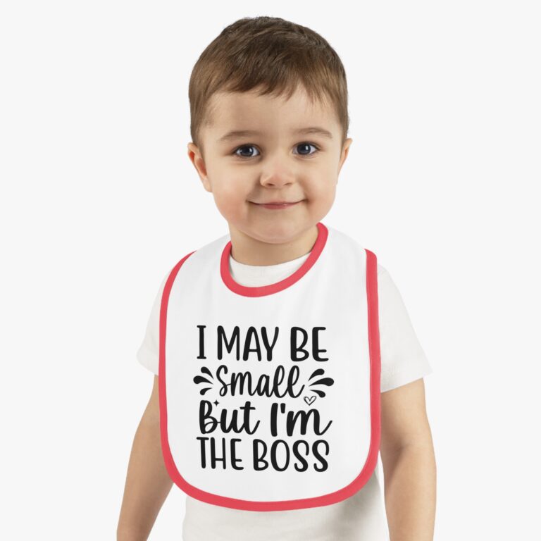 I Maybe Small But I'm The Boss Contrast Trim Bib - Image 11