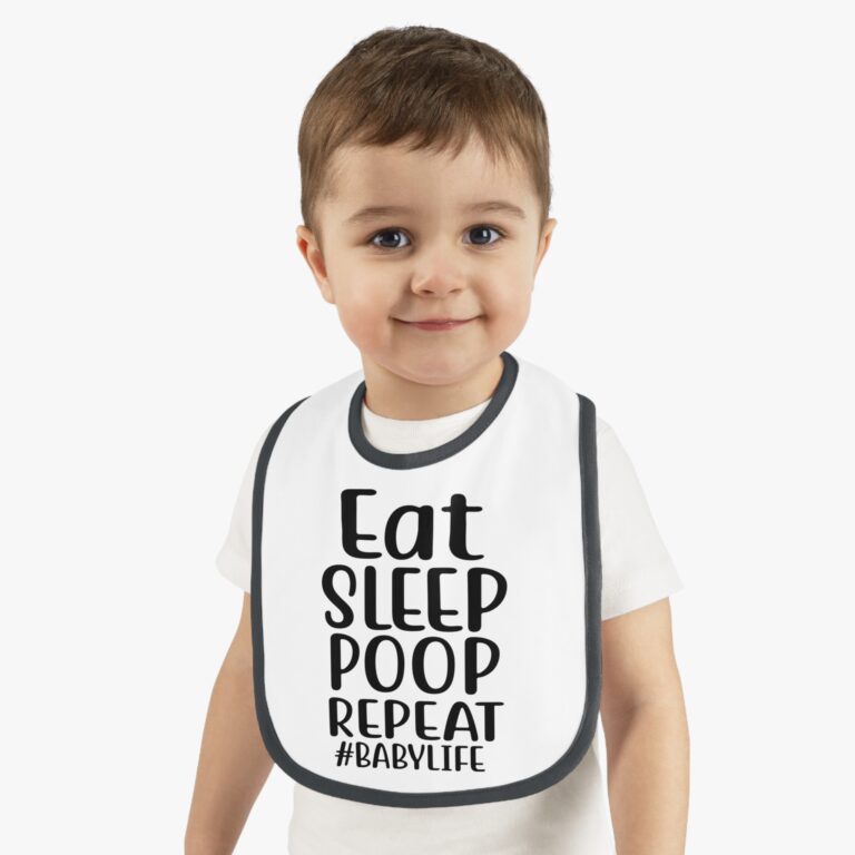 Eat, Sleep, Poop, Repeat Contrast Trim Bib - Image 2