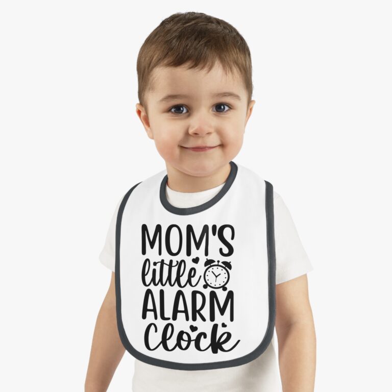 Mom's Little Alarm Clock Contrast Trim Bib - Image 2