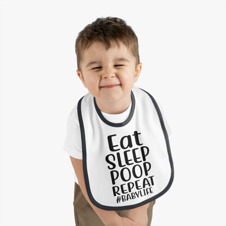 Eat, Sleep, Poop, Repeat Contrast Trim Bib - Image 3