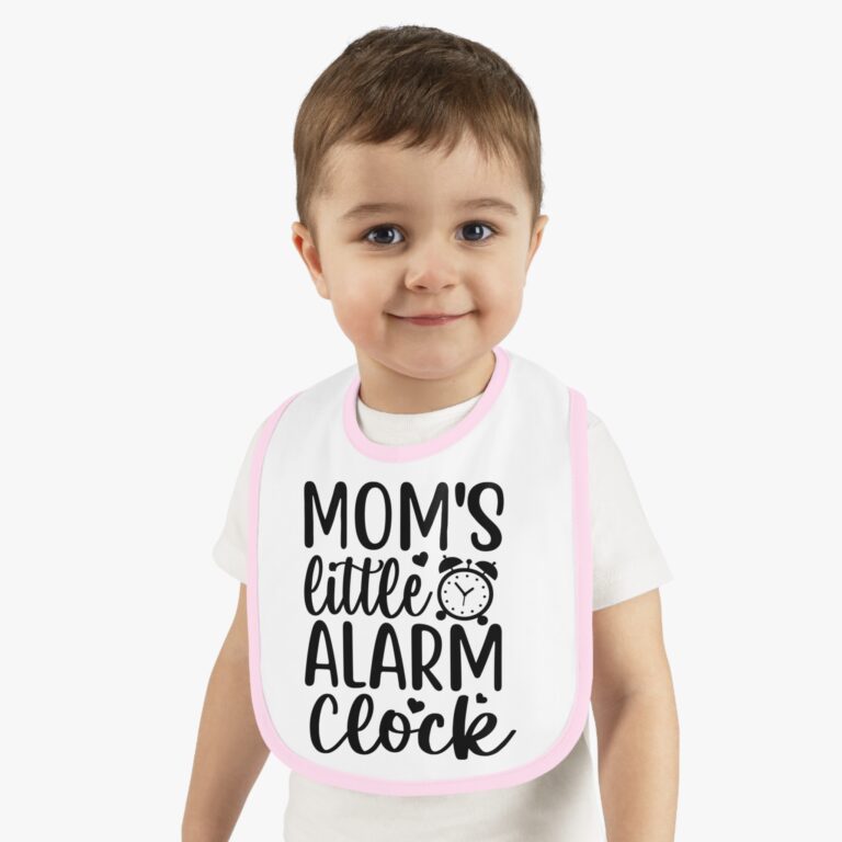 Mom's Little Alarm Clock Contrast Trim Bib - Image 8