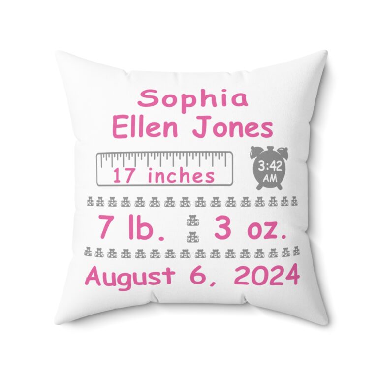 Personalized Baby Girl Birth Stats Pillow - Image 10