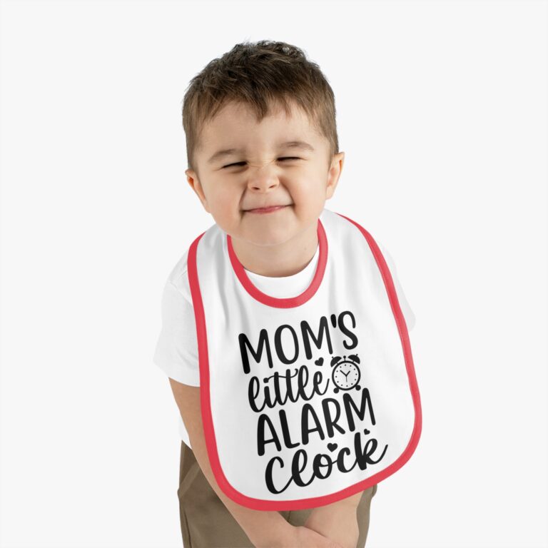 Mom's Little Alarm Clock Contrast Trim Bib - Image 12