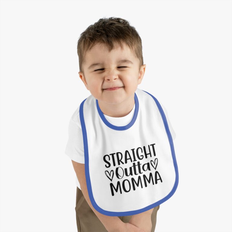 Straight Outta Momma Contrast Trim Bib - Image 15