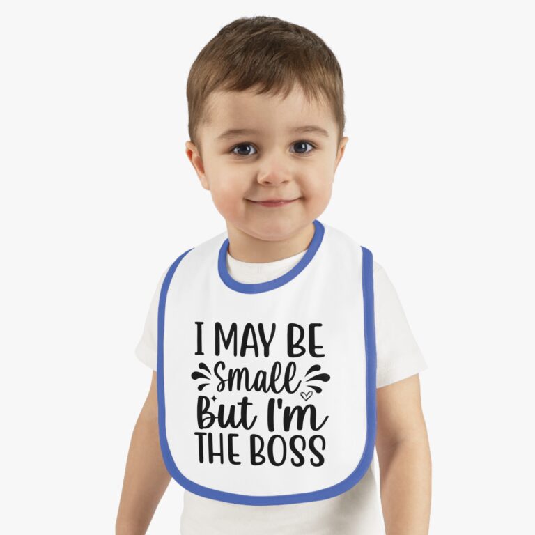 I Maybe Small But I'm The Boss Contrast Trim Bib - Image 14