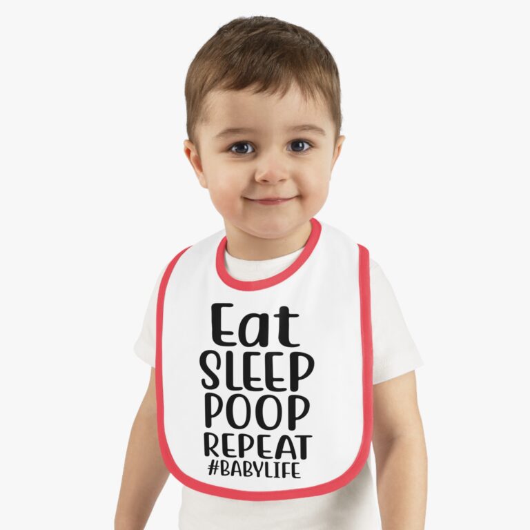 Eat, Sleep, Poop, Repeat Contrast Trim Bib - Image 11
