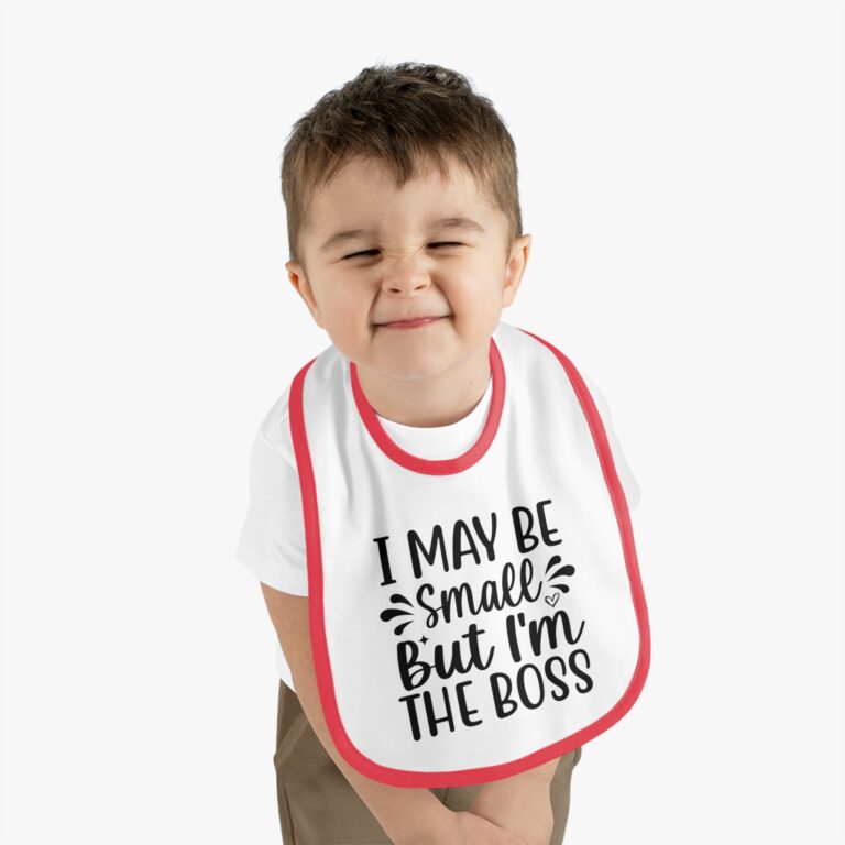 I Maybe Small But I'm The Boss Contrast Trim Bib - Image 12