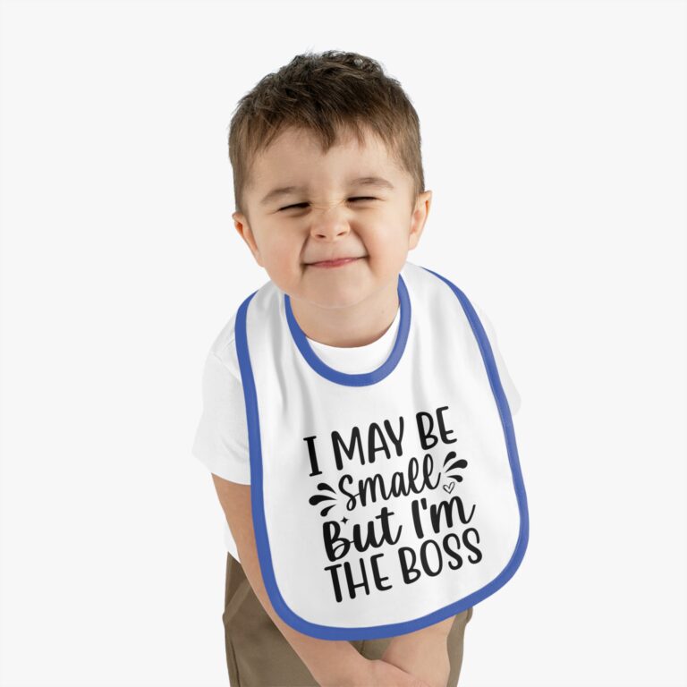 I Maybe Small But I'm The Boss Contrast Trim Bib - Image 15