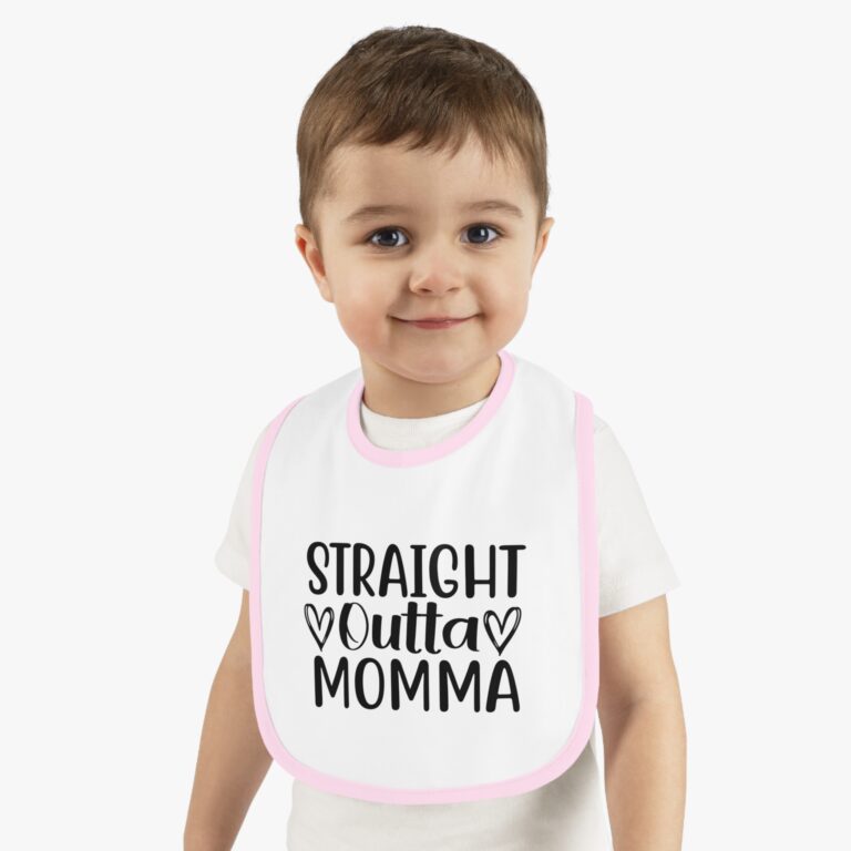 Straight Outta Momma Contrast Trim Bib - Image 8