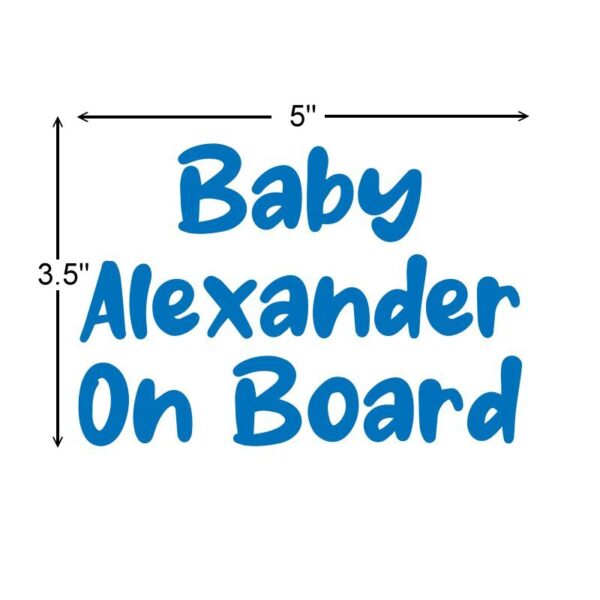 Personalized Baby On Board Decal Blue Dimensions