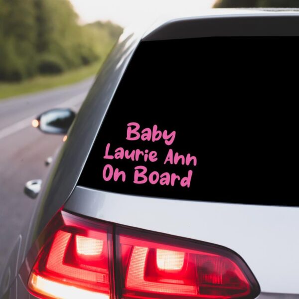 Personalized Baby Girl Pink Decal Van