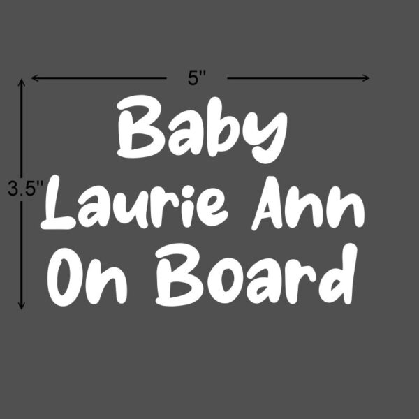 Personalized Name Baby On Board White Size