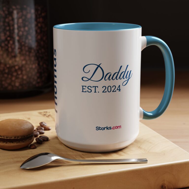 Personalized Blue Mommy/Daddy EST. Accent Coffee Mug (15oz) - Image 5
