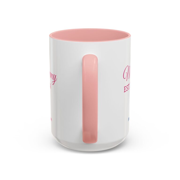 Personalized Pink Mommy/Daddy EST. Accent Coffee Mug (15oz) - Image 4