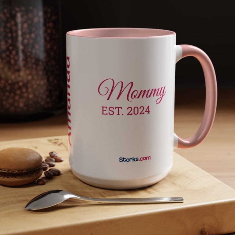 Personalized Pink Mommy/Daddy EST. Accent Coffee Mug (15oz) - Image 5