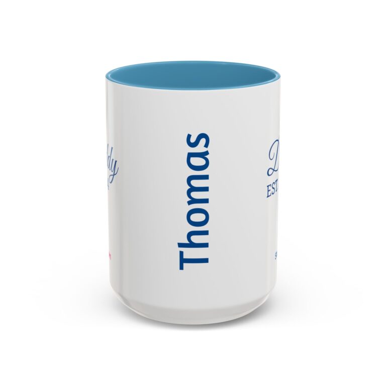Personalized Blue Mommy/Daddy EST. Accent Coffee Mug (15oz) - Image 2
