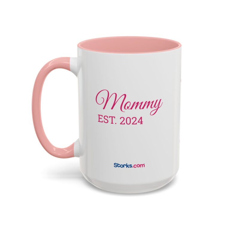 Personalized Pink Mommy/Daddy EST. Accent Coffee Mug (15oz) - Image 3