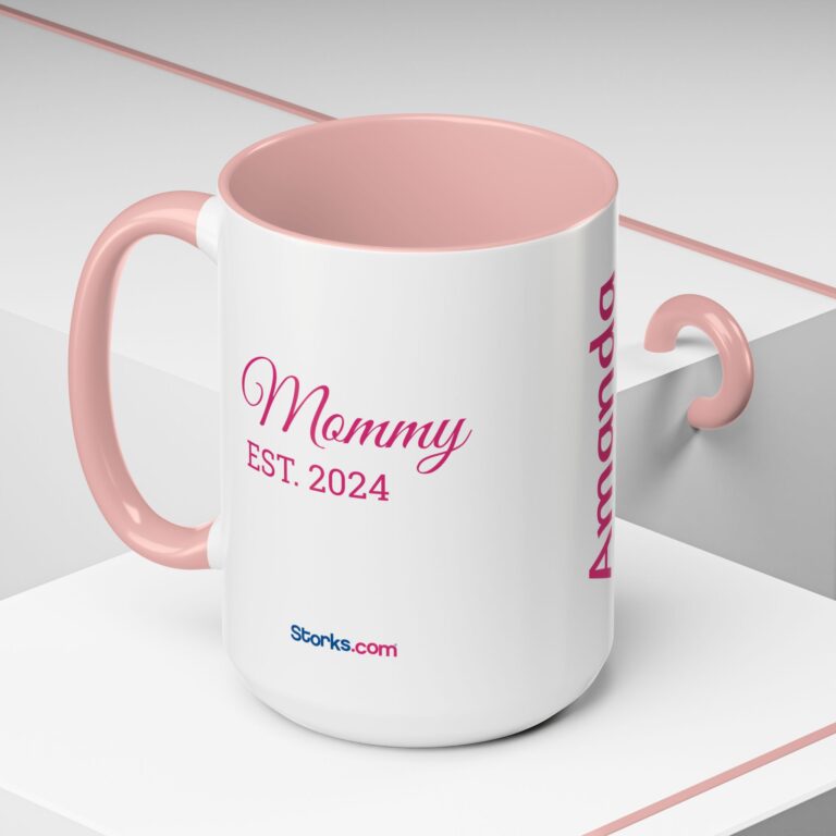 Personalized Pink Mommy/Daddy EST. Accent Coffee Mug (15oz) - Image 6