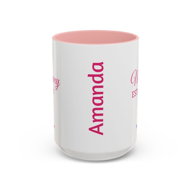 Personalized Pink Mommy/Daddy EST. Accent Coffee Mug (15oz) - Image 2