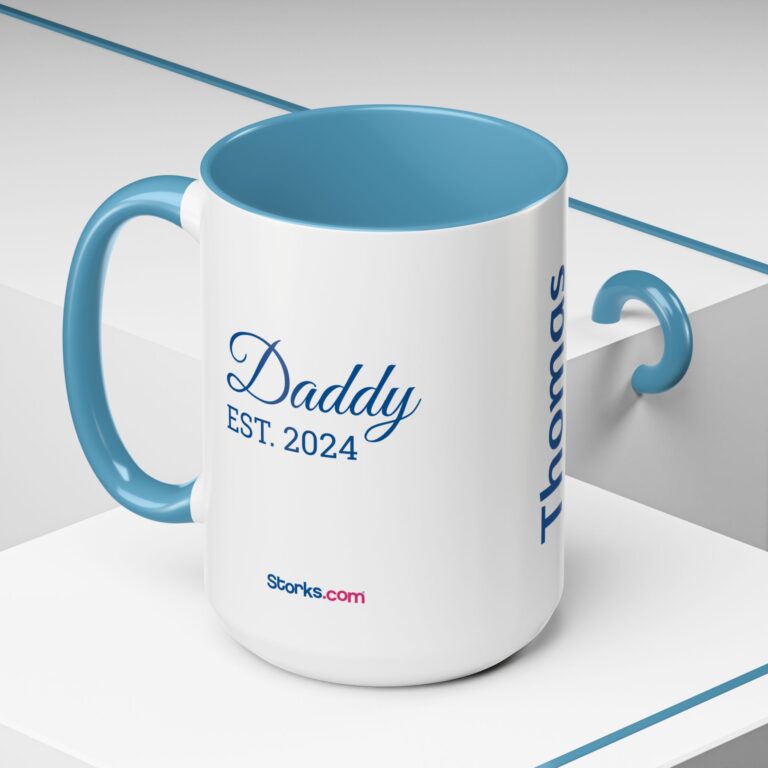 Personalized Blue Mommy/Daddy EST. Accent Coffee Mug (15oz) - Image 6