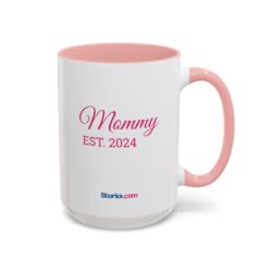 Personalized Pink Mommy/Daddy EST. Accent Coffee Mug (15oz)