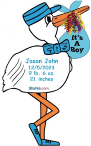 Boy Stork Signs Front