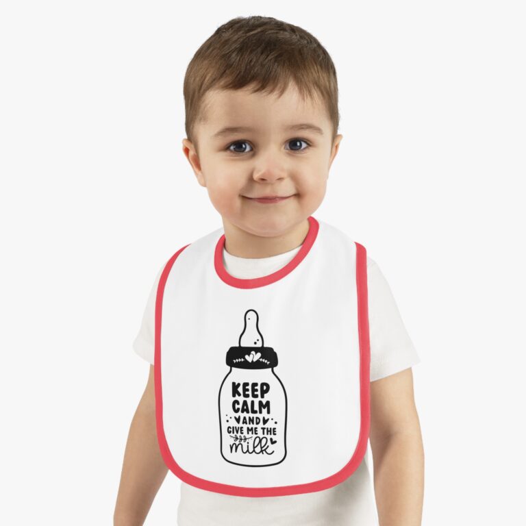 Keep Calm and Give Me The Milk - Contrast Color Trim Bib - Image 12