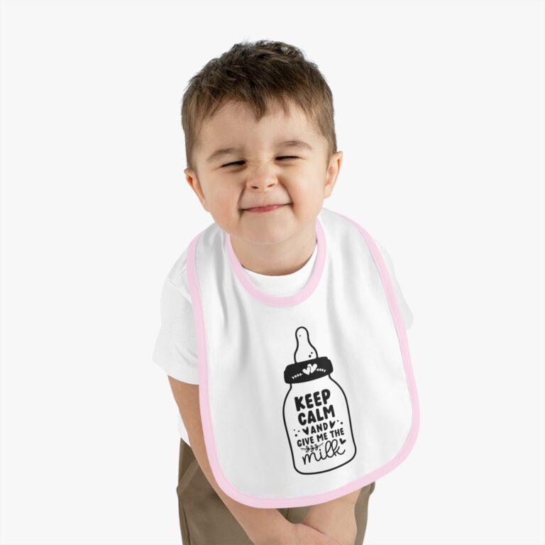Keep Calm and Give Me The Milk - Contrast Color Trim Bib - Image 8