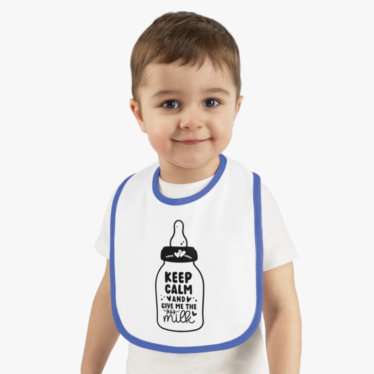 Keep Calm and Give Me The Milk - Contrast Color Trim Bib - Image 15