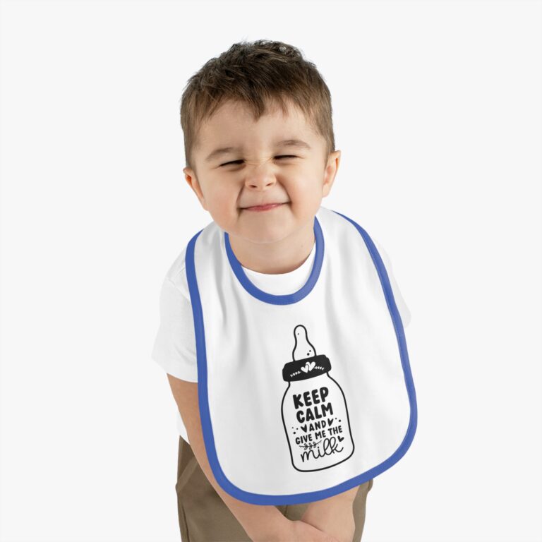 Keep Calm and Give Me The Milk - Contrast Color Trim Bib - Image 14