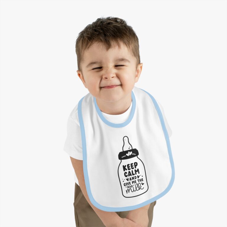 Keep Calm and Give Me The Milk - Contrast Color Trim Bib - Image 5