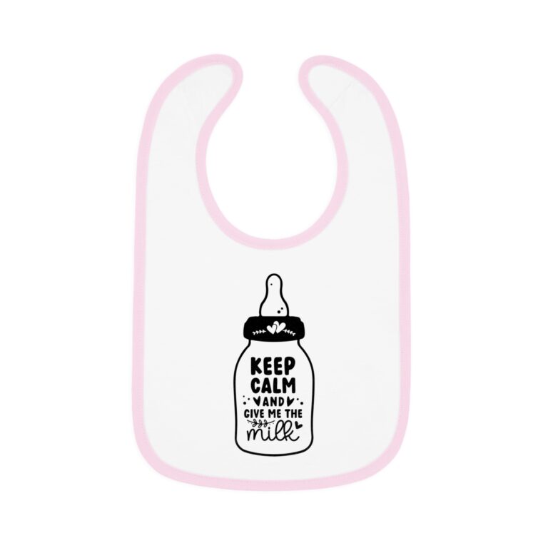 Keep Calm and Give Me The Milk - Contrast Color Trim Bib - Image 7