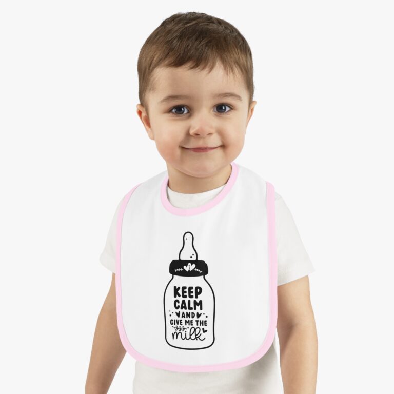 Keep Calm and Give Me The Milk - Contrast Color Trim Bib - Image 9