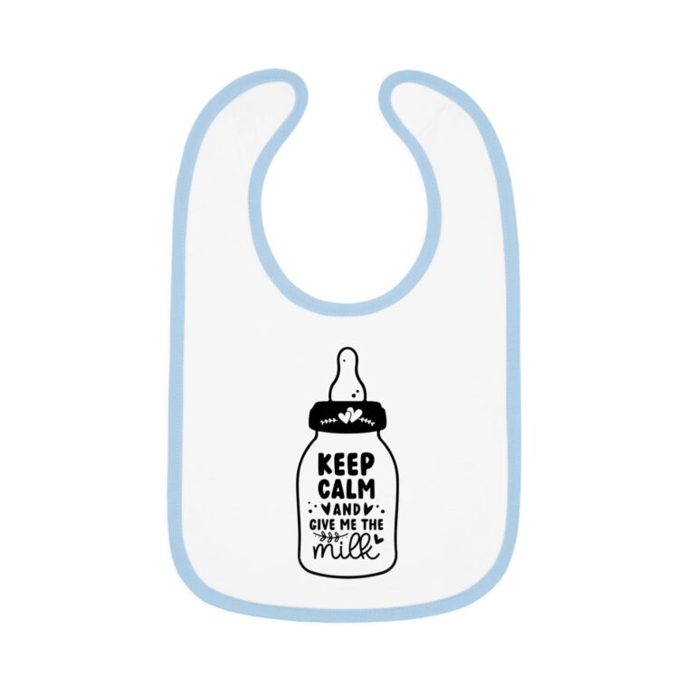 Keep Calm and Give Me The Milk - Contrast Color Trim Bib - Image 4
