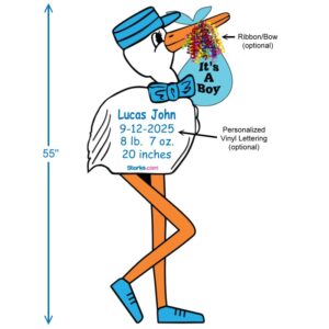 Stork Sign 55" Boy Dimensions